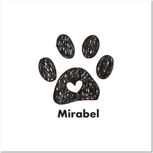 Mirabel name made of hand drawn paw prints Posters and Art